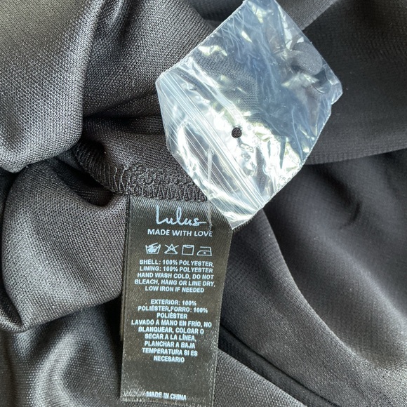 NWT Lulus | Graceful Entrance Black Chiffon High-Slit Long Sleeve Maxi Dress Med - Picture 10 of 11